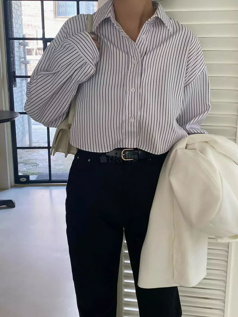 Ouppt - Korean Women Fashion - #pursuepretty - Crop Shirt - 5