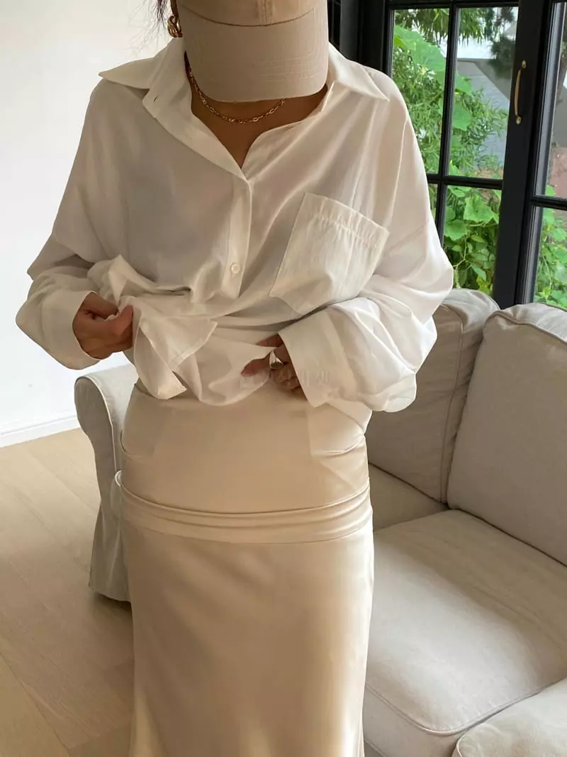 Ouppt - Korean Women Fashion - #romanticstyle - Shatin Long Skirt - 4