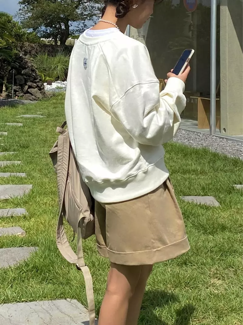 Ouppt - Korean Women Fashion - #thelittlethings - V Heavy Sweatshirt - 11