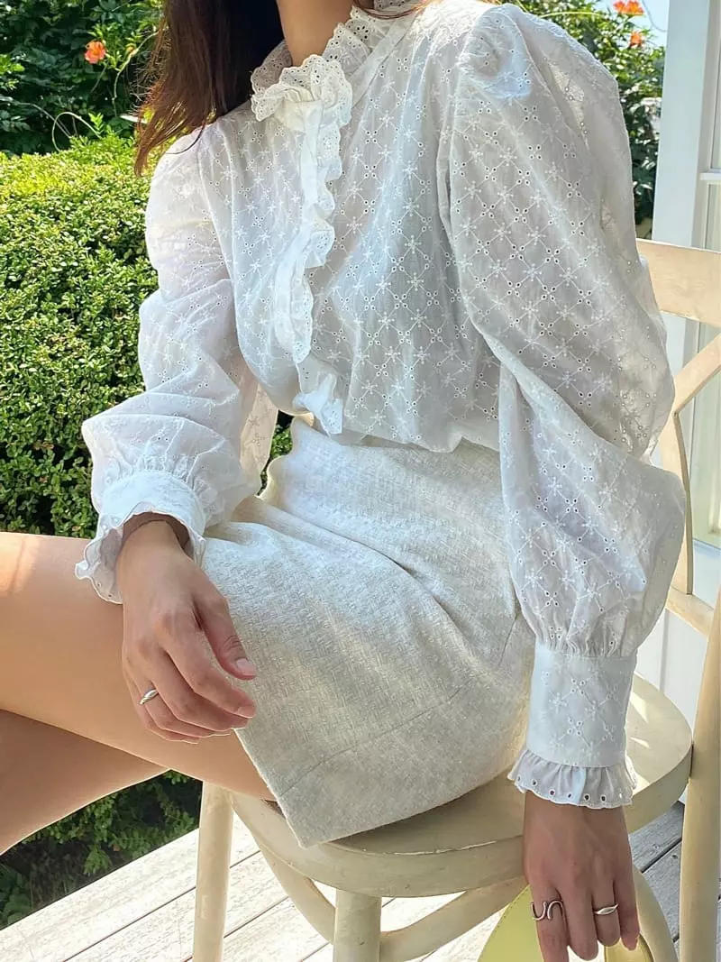 Ouppt - Korean Women Fashion - #womensfashion - Punching Blouse - 8