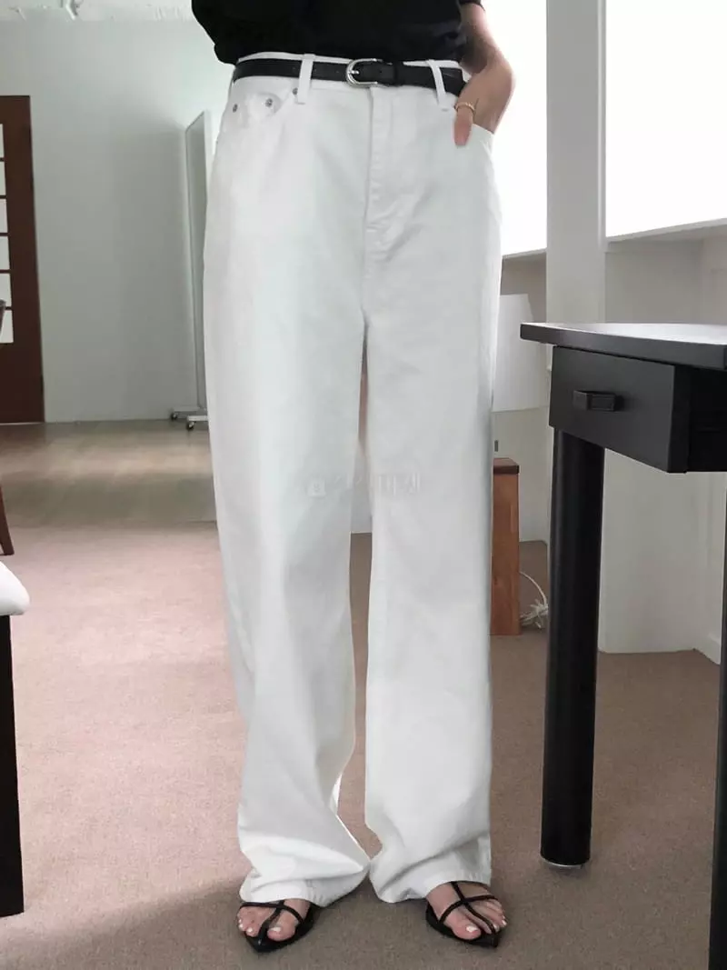 Overclassic - Korean Women Fashion - #momslook - Cotton Wide Jeans - 3