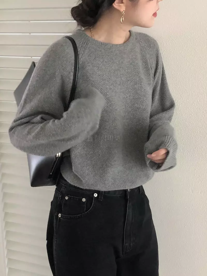 Overclassic - Korean Women Fashion - #momslook - Cashmere Nut Knit Tee - 3