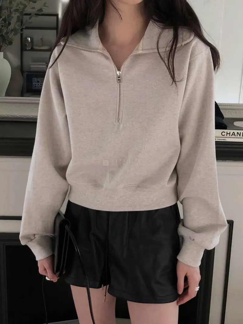 Overclassic - Korean Women Fashion - #momslook - Embrodiery Zip-up Sweatshirt - 11