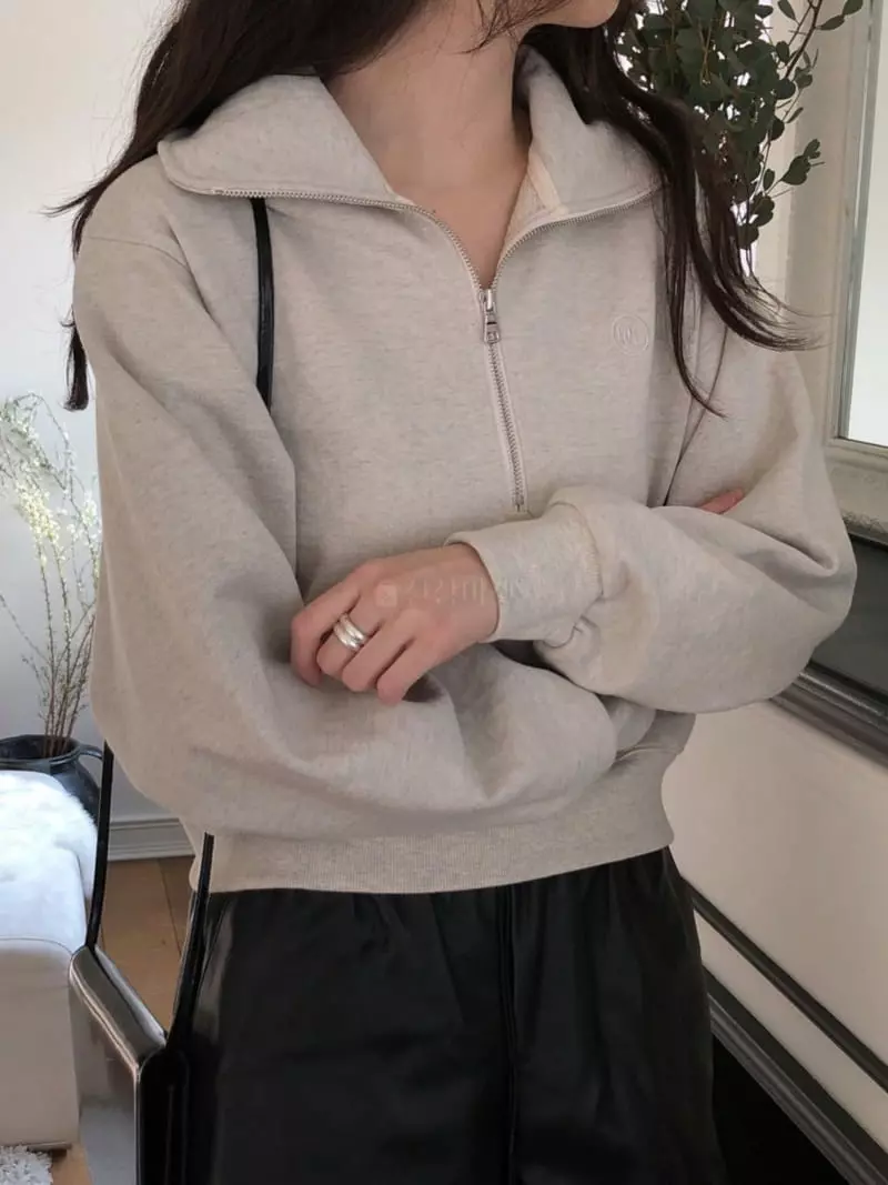 Overclassic - Korean Women Fashion - #momslook - Embrodiery Zip-up Sweatshirt - 3