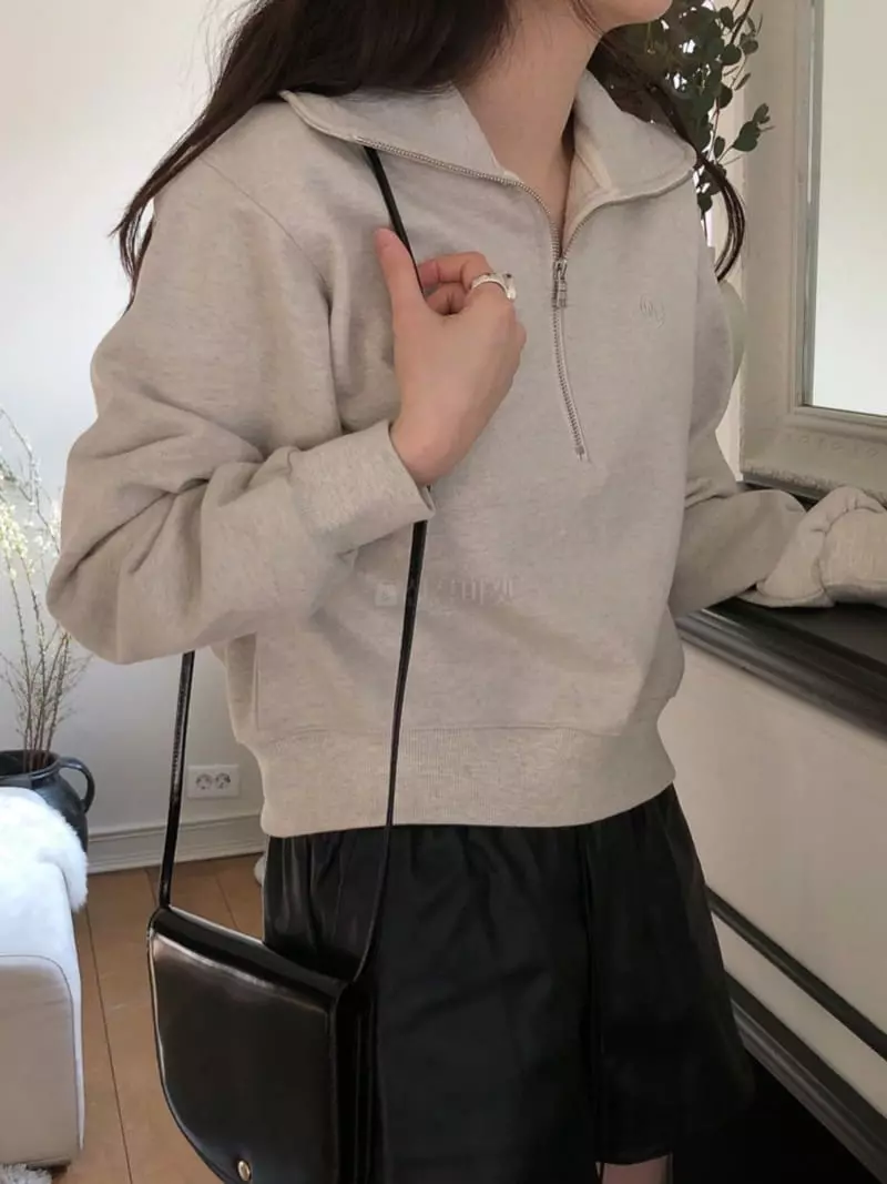 Overclassic - Korean Women Fashion - #momslook - Embrodiery Zip-up Sweatshirt - 7