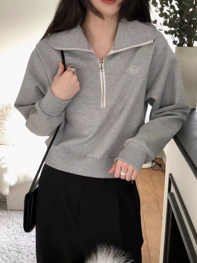 Overclassic - Korean Women Fashion - #momslook - Embrodiery Zip-up Sweatshirt - 9