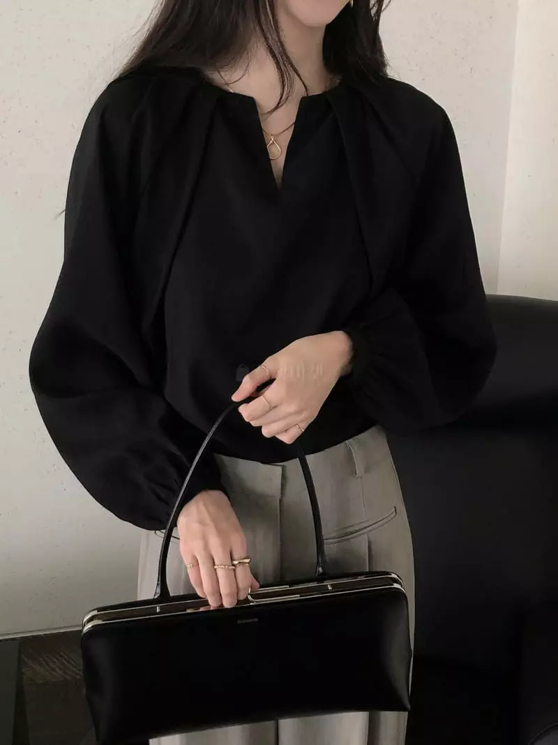 Overclassic - Korean Women Fashion - #momslook - Bowl Pintuck Blouse - 6