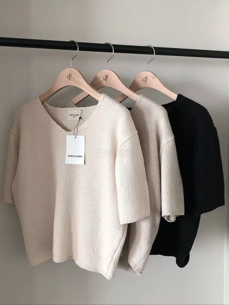 Overclassic - Korean Women Fashion - #womensfashion - Nore V Neck Knit Tee - 4