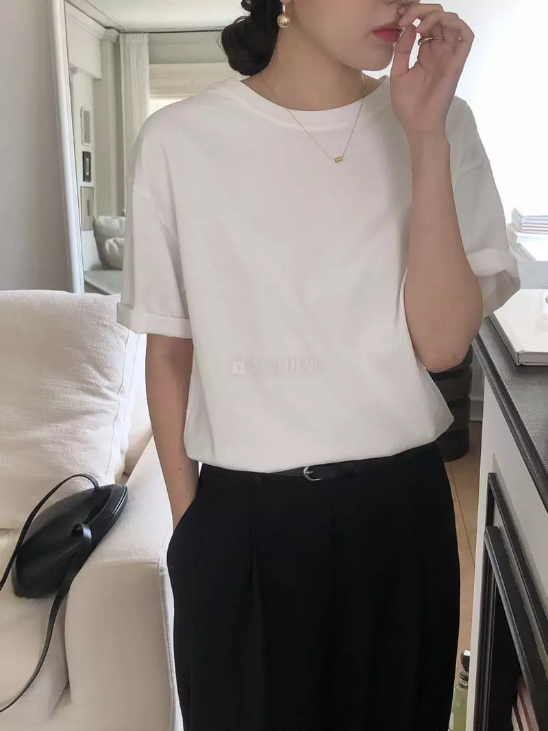 Overclassic - Korean Women Fashion - #momslook - French Boxy Tee - 11