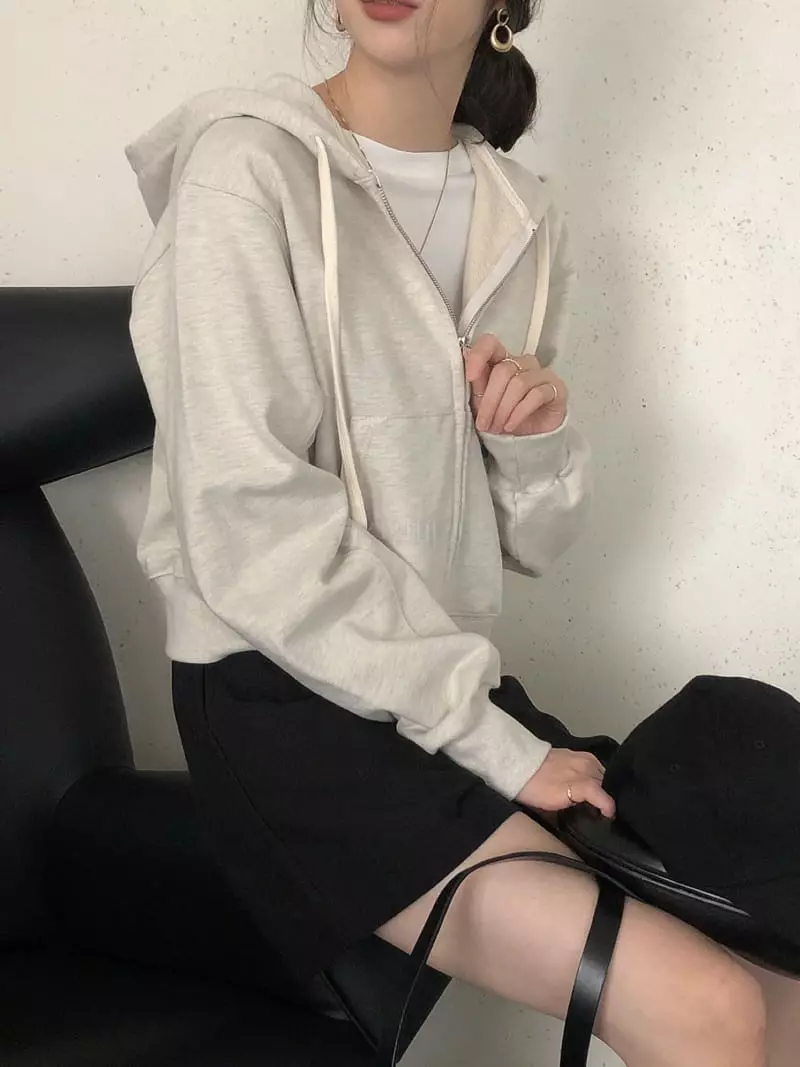 Overclassic - Korean Women Fashion - #restrostyle - Sweat Hoody Zip-up - 6