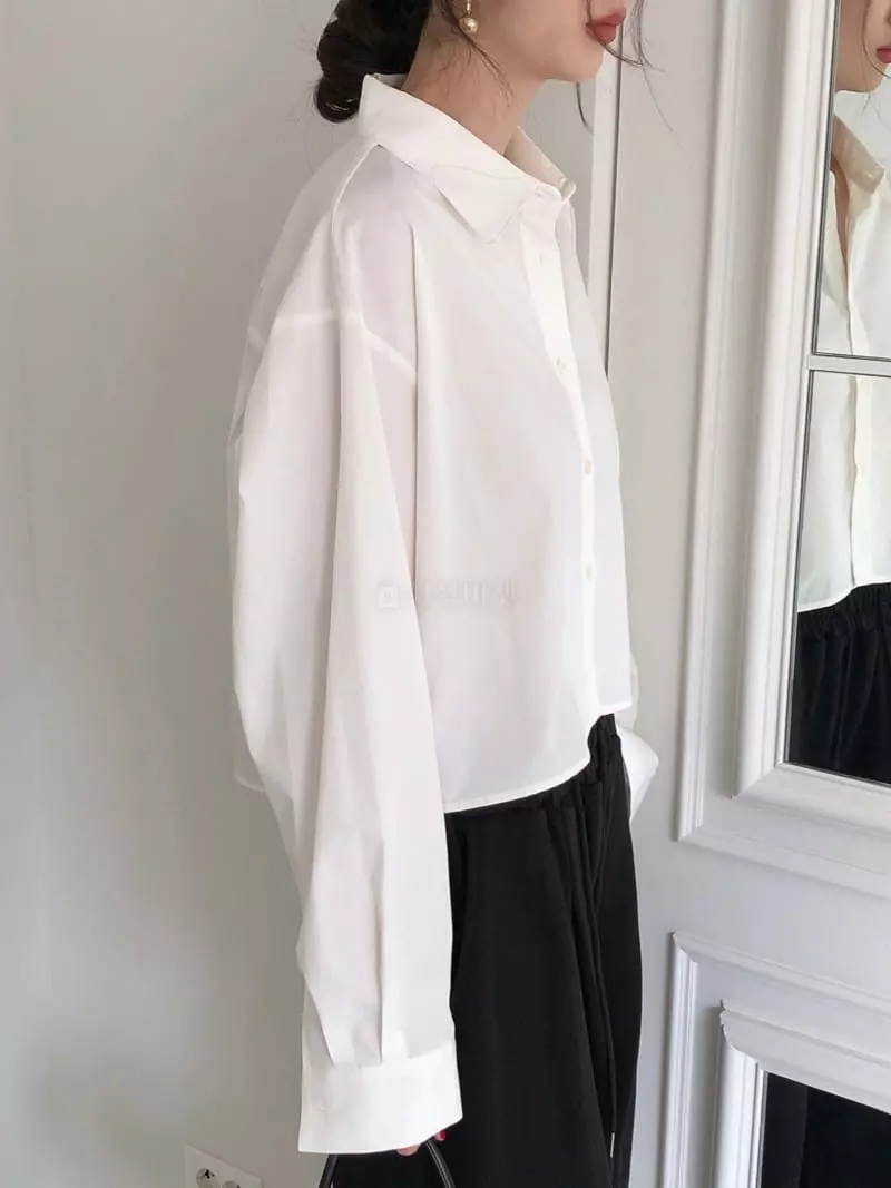 Overclassic - Korean Women Fashion - #pursuepretty - Solid Crop Shirt - 4