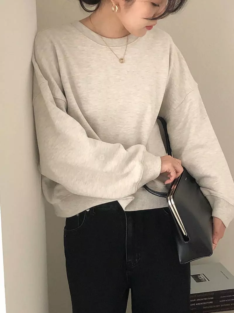 Overclassic - Korean Women Fashion - #restrostyle - Semi Crop Sweatshirt - 3