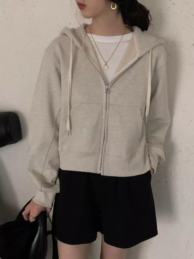 Overclassic - Korean Women Fashion - #romanticstyle - Sweat Hoody Zip-up - 7