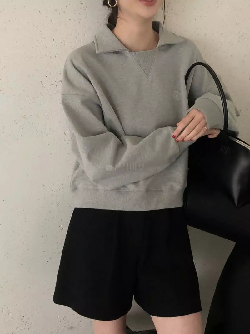 Overclassic - Korean Women Fashion - #thelittlethings - Happy Collar Sweatshirt - 10