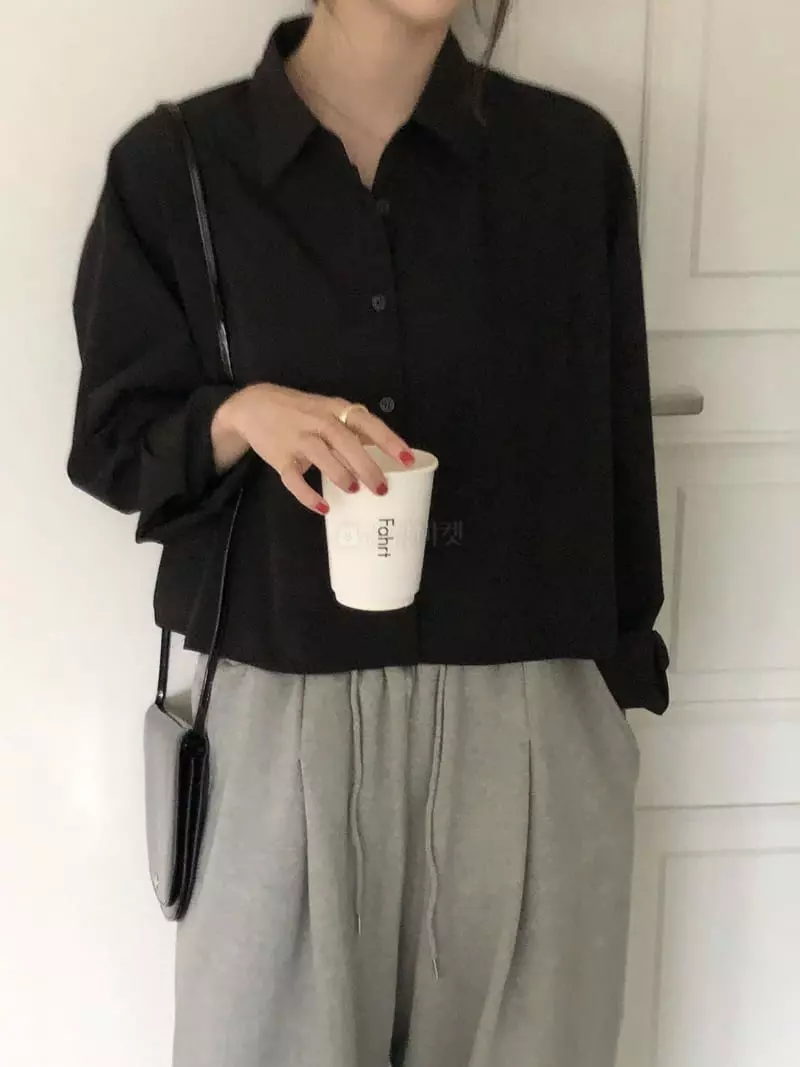 Overclassic - Korean Women Fashion - #thelittlethings - Solid Crop Shirt - 8