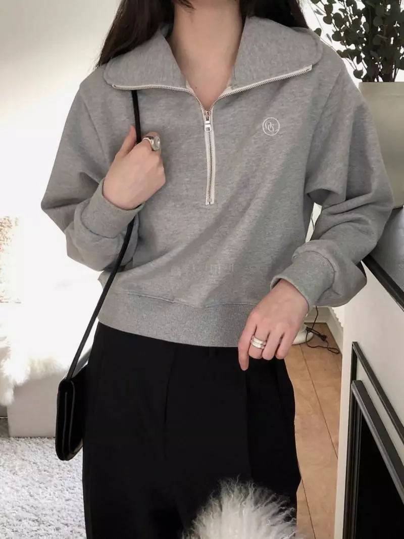 Overclassic - Korean Women Fashion - #womensfashion - Embrodiery Zip-up Sweatshirt - 8