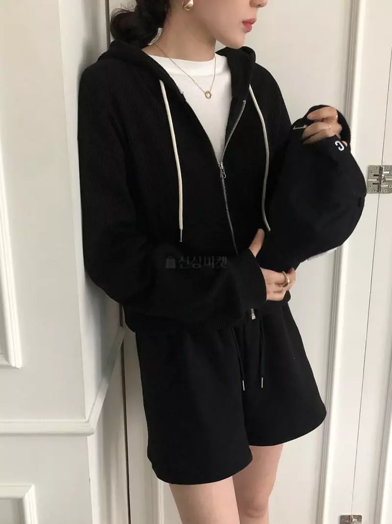 Overclassic - Korean Women Fashion - #womensfashion - Waffle Hoody Zip-up - 6