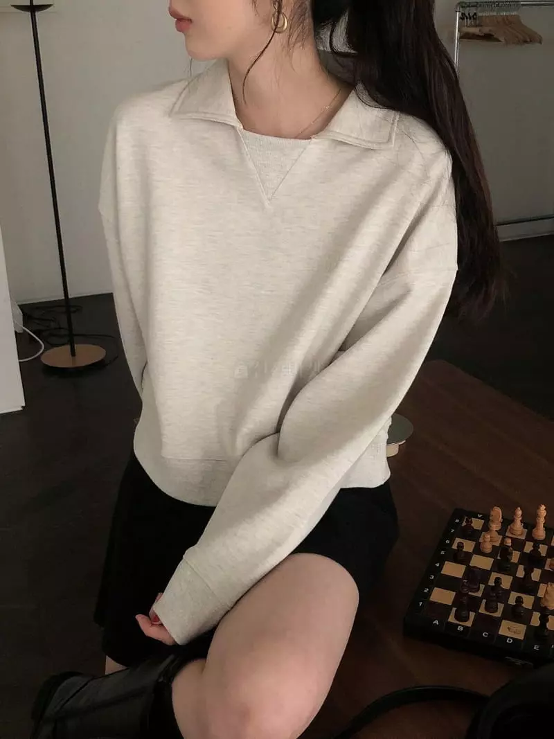 Overclassic - Korean Women Fashion - #womensfashion - Happy Collar Sweatshirt - 2