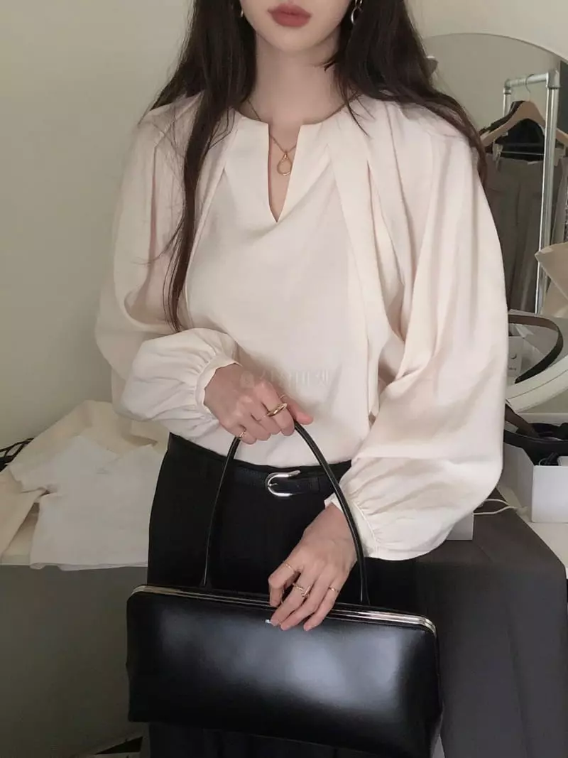 Overclassic - Korean Women Fashion - #womensfashion - Bowl Pintuck Blouse - 5