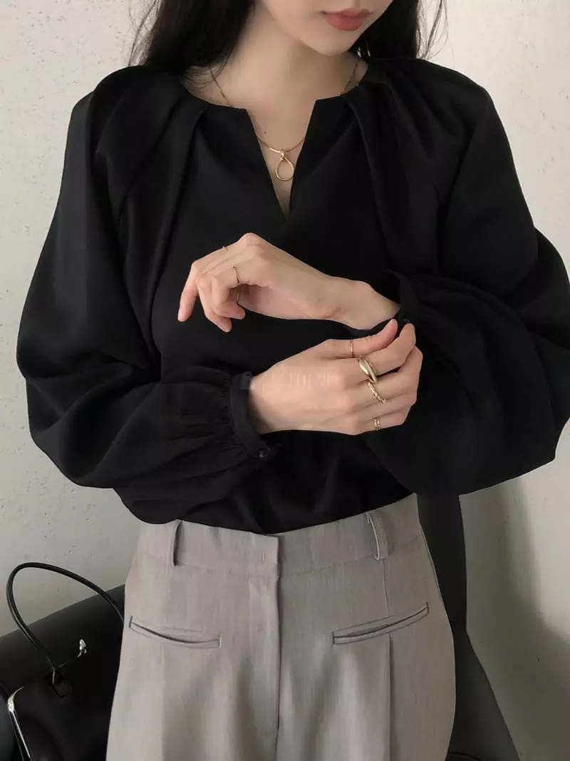 Overclassic - Korean Women Fashion - #womensfashion - Bowl Pintuck Blouse - 9