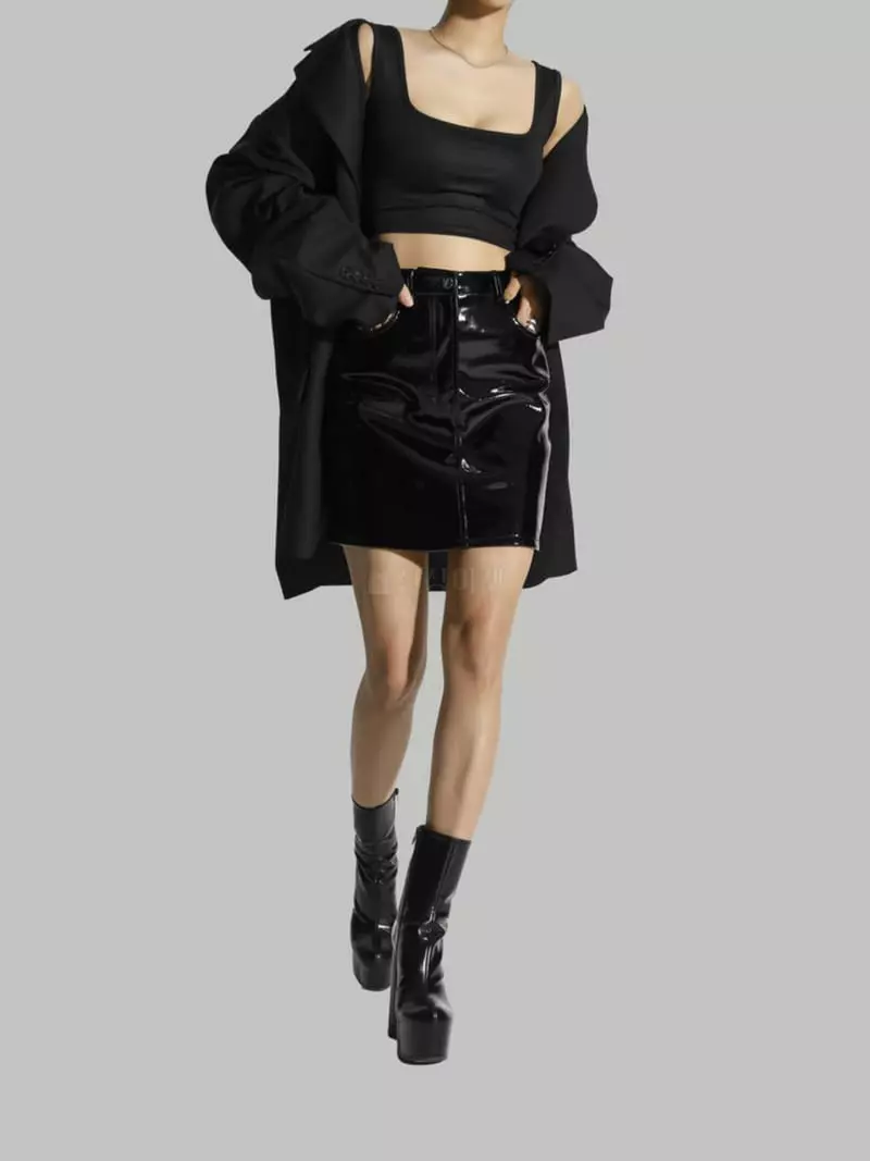 Paper Moon - Korean Women Fashion - #momslook - Patent Leather Mini Skirt - 3