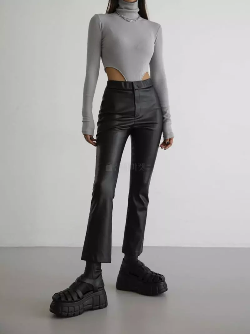 Paper Moon - Korean Women Fashion - #womensfashion - Leather Plare Pants - 4