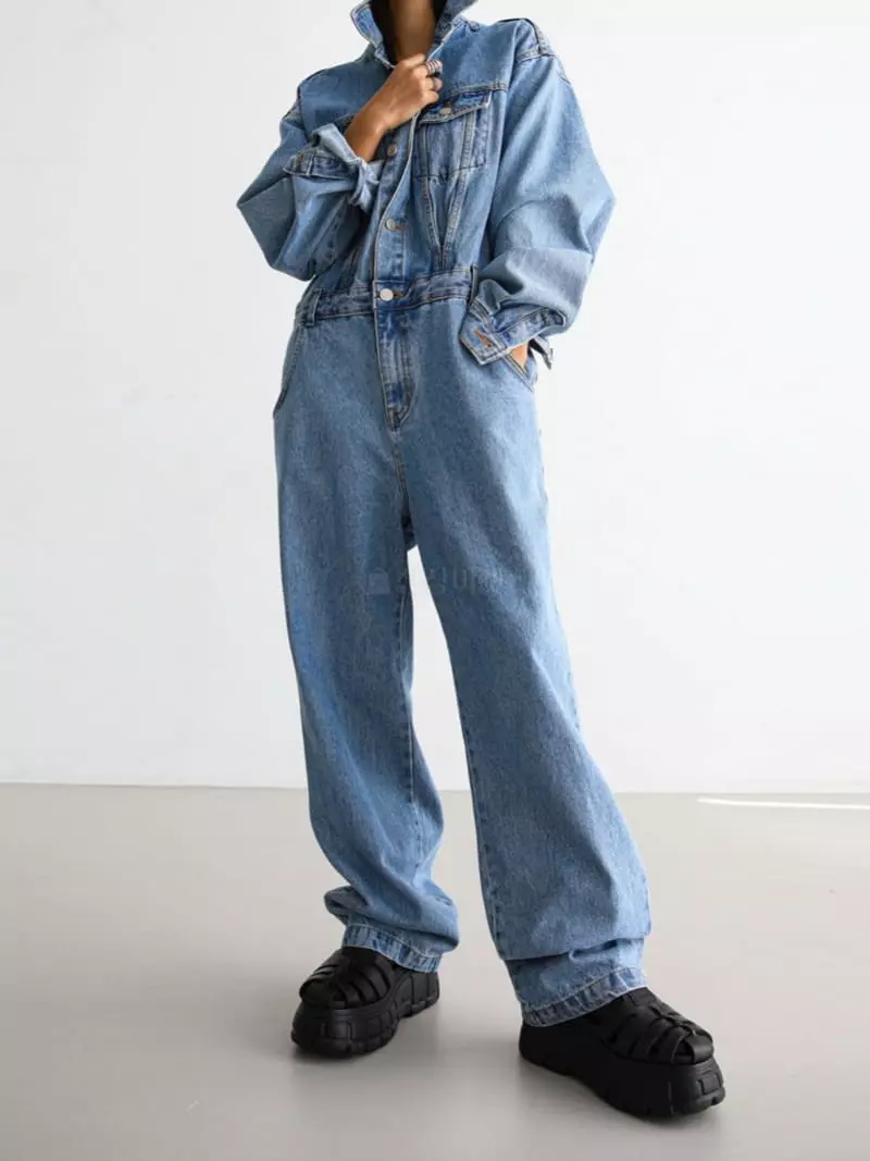 Paper Moon - Korean Women Fashion - #momslook - Blue Jumpsuit - 2