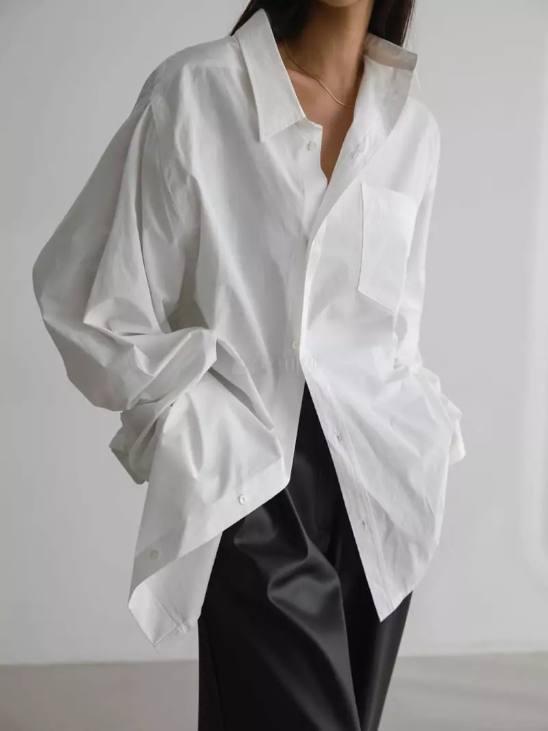 Paper Moon - Korean Women Fashion - #momslook - Unbalance Button Shirt
