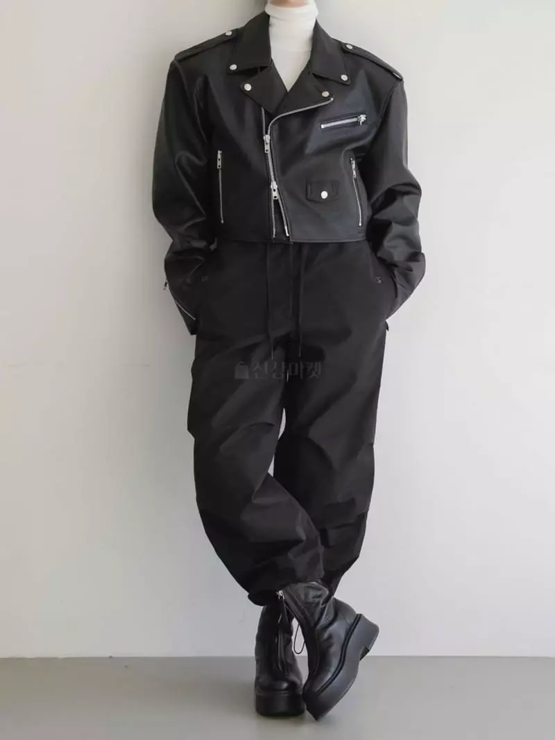 Paper Moon - Korean Women Fashion - #momslook - Oversize Vigan Leather Bicker Jacket