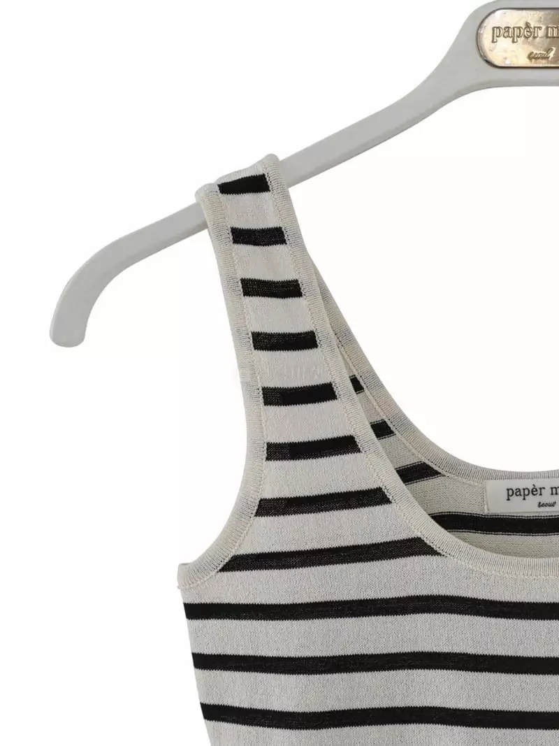 Paper Moon - Korean Women Fashion - #momslook - Crop Tank Sleeveless Knit Top - 3