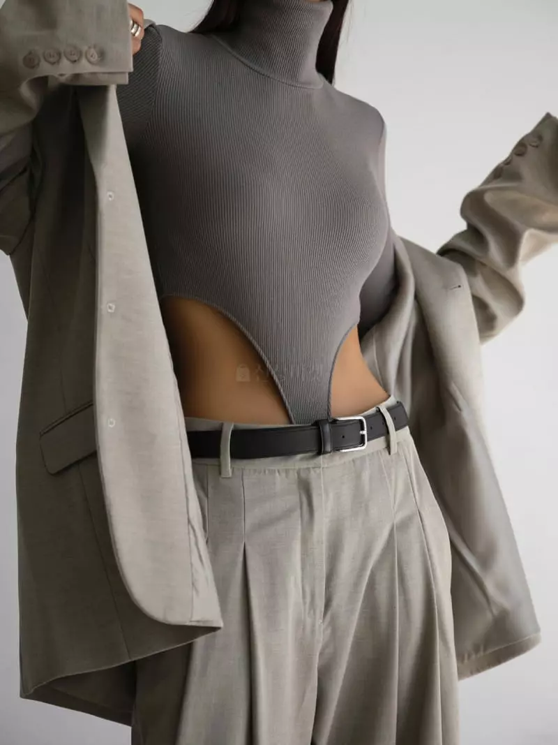 Paper Moon - Korean Women Fashion - #momslook - Turtleneck Bodysuit - 3