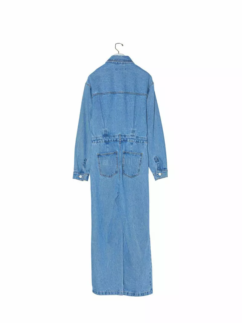 Paper Moon - Korean Women Fashion - #restrostyle - Blue Denim Jumpsuit - 3