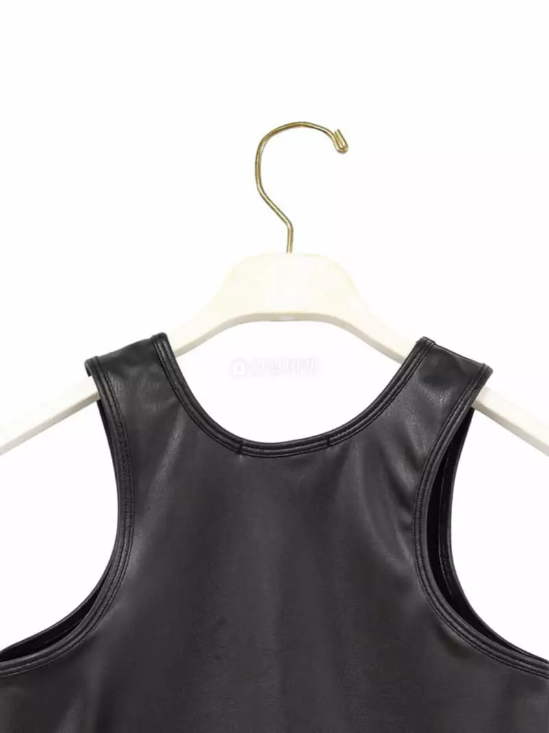 Paper Moon - Korean Women Fashion - #romanticstyle - Leather Tank Sleeveless Top - 8