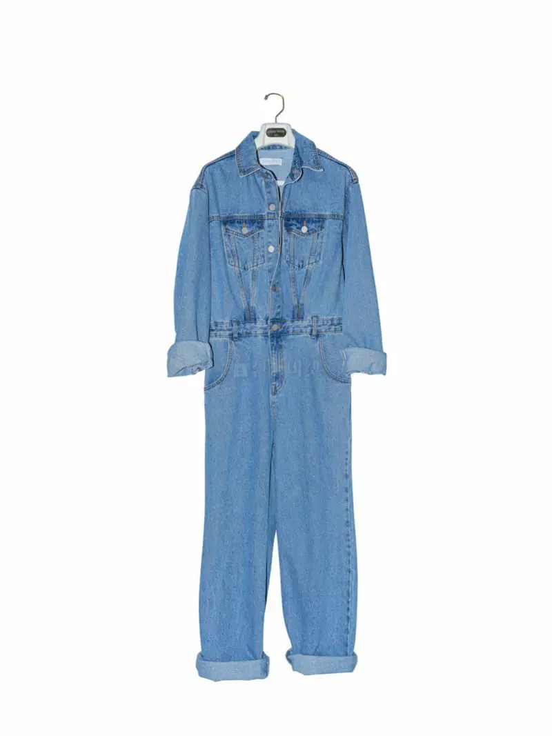 Paper Moon - Korean Women Fashion - #restrostyle - Blue Denim Jumpsuit - 4