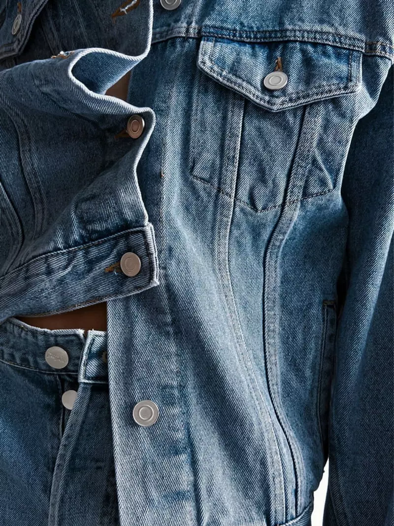 Paper Moon - Korean Women Fashion - #shopsmall - Maxy Padded Shoulder Denim Jacket