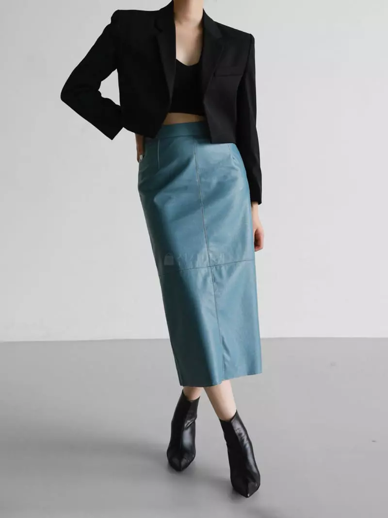 Paper Moon - Korean Women Fashion - #vintagekidsstyle - Leatehr Slit Plare Skirt - 3