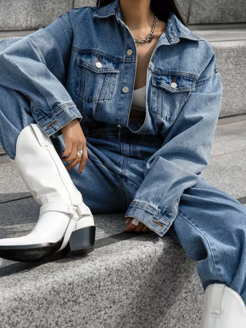 Paper Moon - Korean Women Fashion - #vintagekidsstyle - Blue Denim Jumpsuit