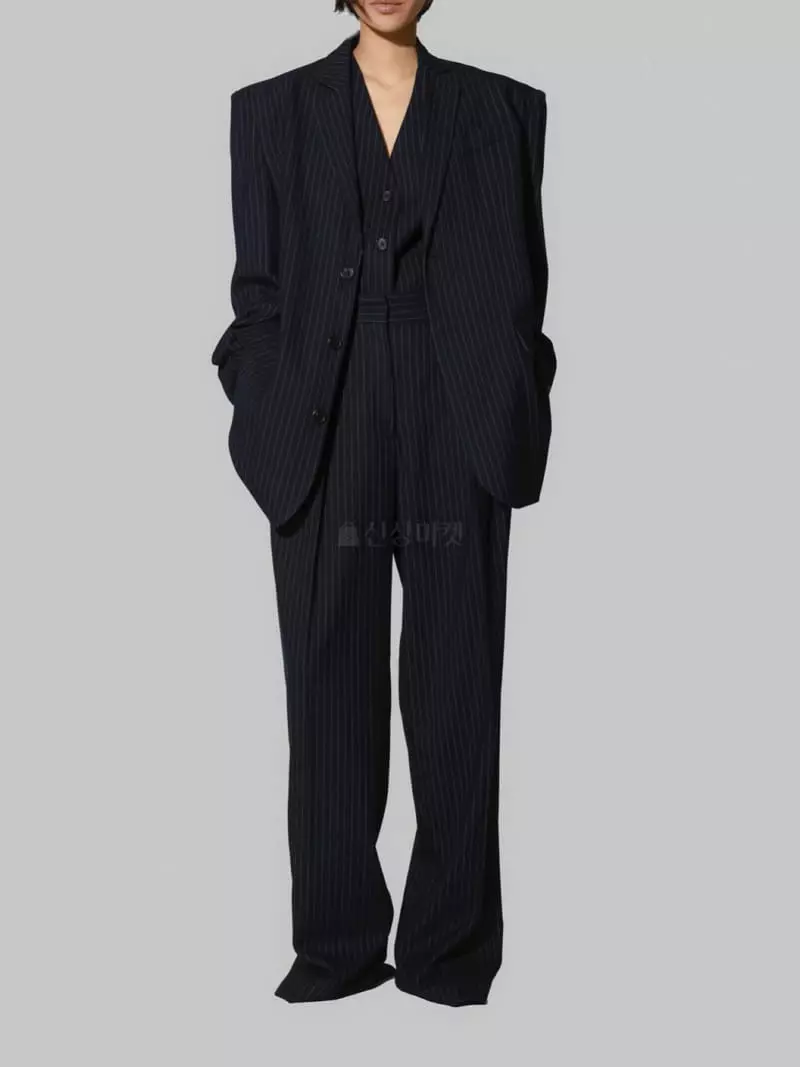 Paper Moon - Korean Women Fashion - #womensfashion - Pin Stripes Three Button Jacket
