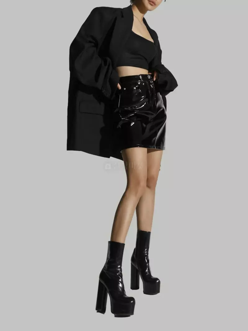 Paper Moon - Korean Women Fashion - #womensfashion - Patent Leather Mini Skirt - 2