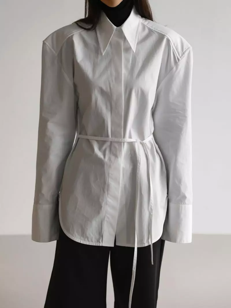 Paper Moon - Korean Women Fashion - #womensfashion - Padded Shoulder Button Shirt
