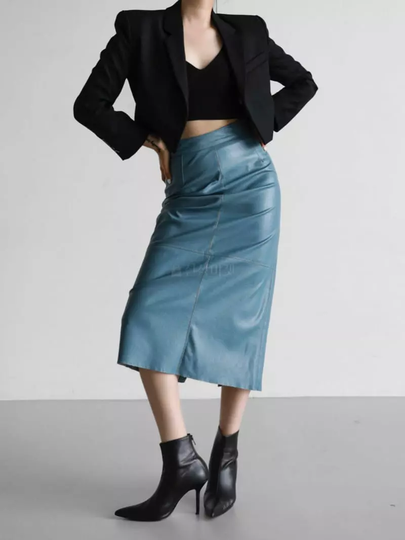 Paper Moon - Korean Women Fashion - #womensfashion - Leatehr Slit Plare Skirt