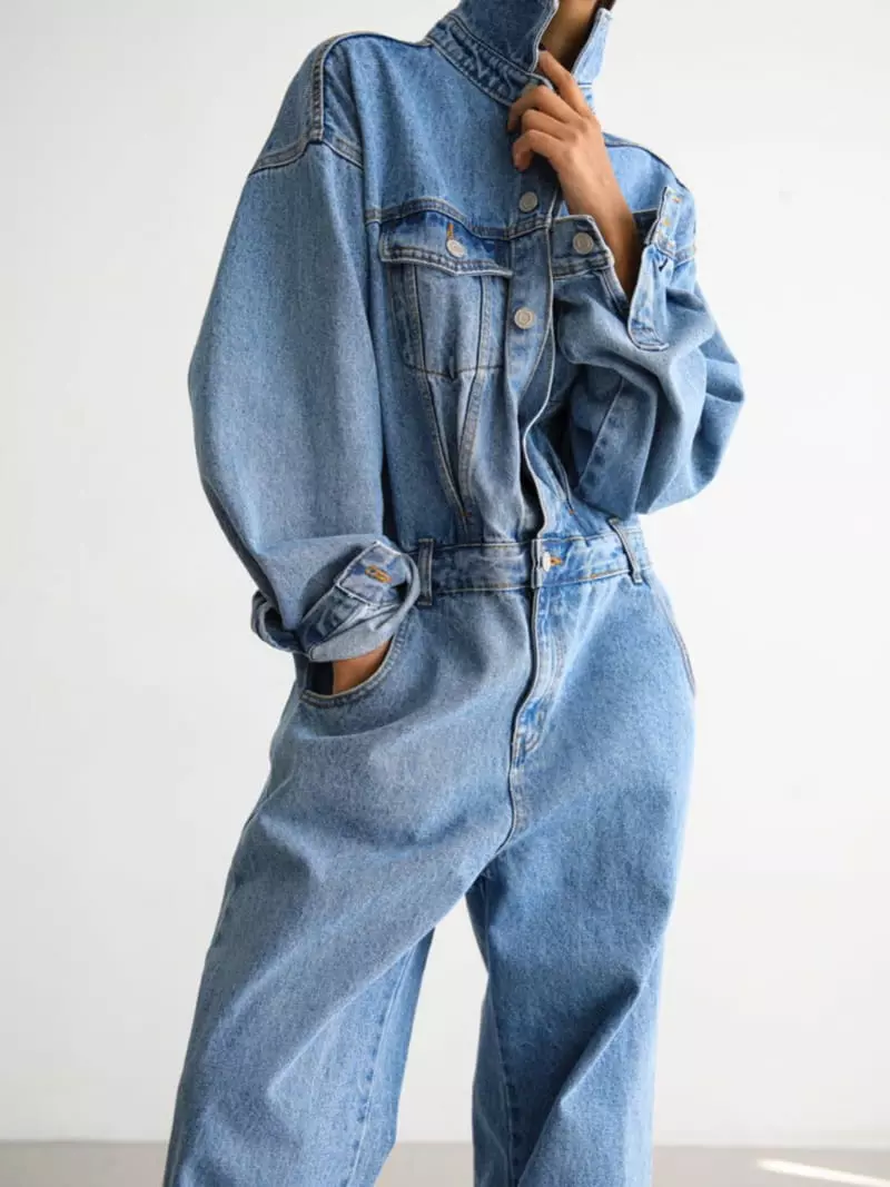 Paper Moon - Korean Women Fashion - #womensfashion - Blue Jumpsuit - 3