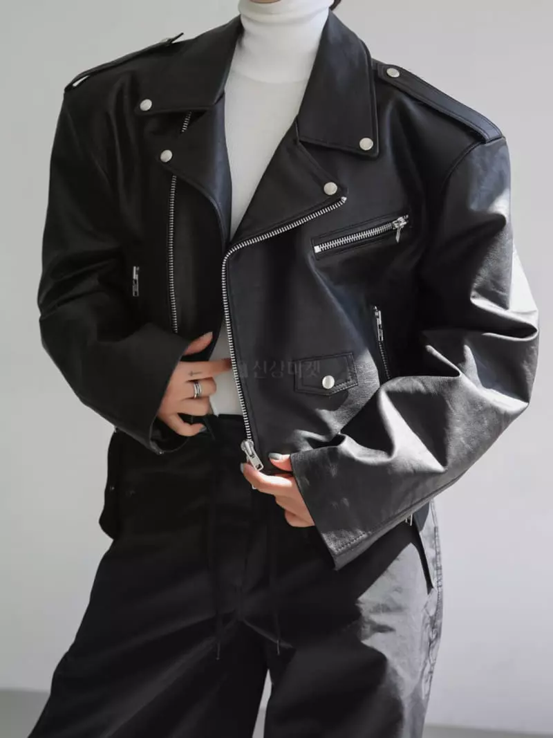 Paper Moon - Korean Women Fashion - #womensfashion - Oversize Vigan Leather Bicker Jacket - 2