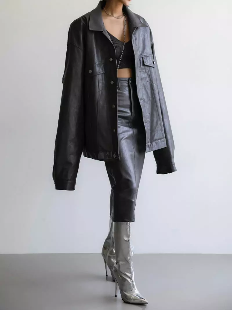 Paper Moon - Korean Women Fashion - #womensfashion - Oversize Vigan Leather Truker Jacket - 11