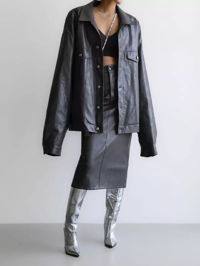Paper Moon - Korean Women Fashion - #womensfashion - Oversize Vigan Leather Truker Jacket - 7