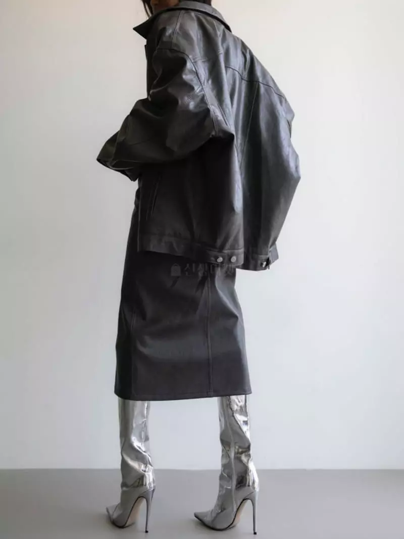 Paper Moon - Korean Women Fashion - #womensfashion - Oversize Vigan Leather Truker Jacket - 9