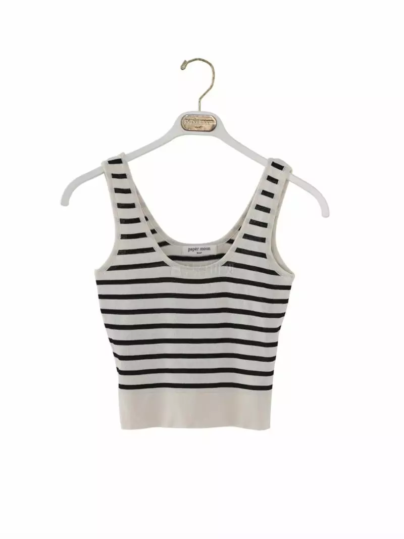 Paper Moon - Korean Women Fashion - #womensfashion - Crop Tank Sleeveless Knit Top - 2