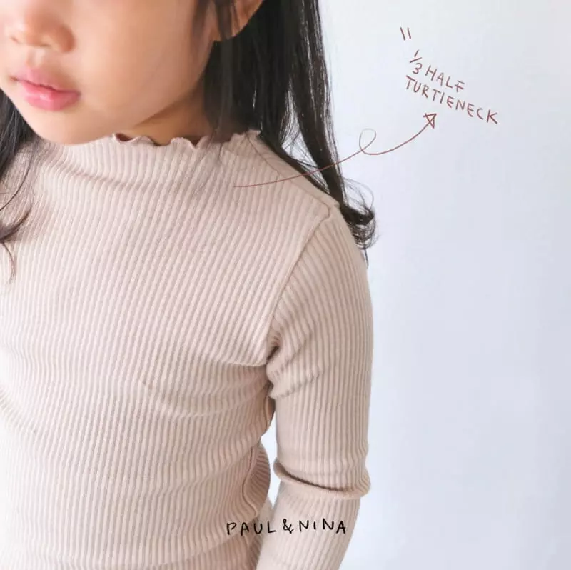 Paul & Nina - Korean Children Fashion - #minifashionista - Rib 1/3 Half Turtleneck Tee - 10