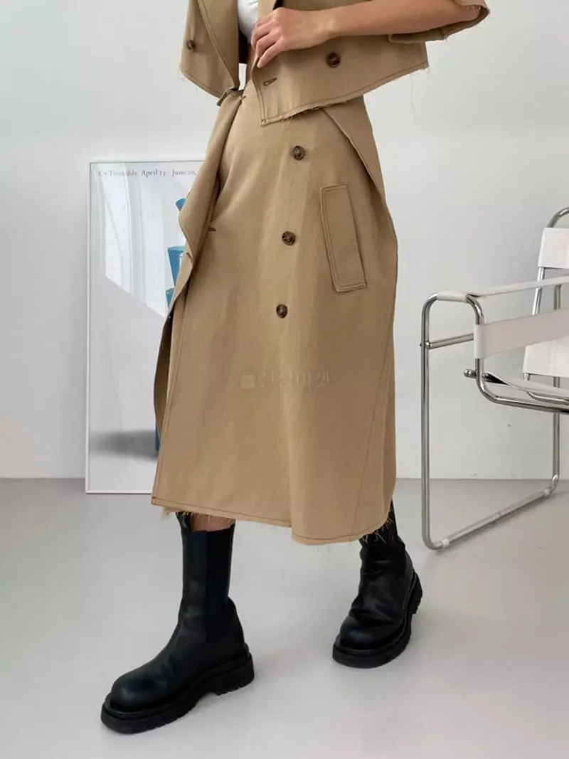Pb - Korean Women Fashion - #momslook - M Stitch Trench Skirt - 3