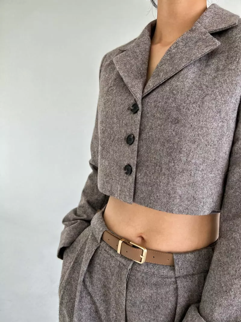 Pb - Korean Women Fashion - #momslook - Home Spun Crop Jacket - 2